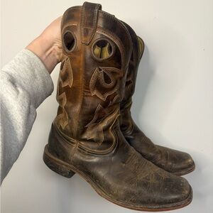 Boulet Men’s Brown Leather Cowboy Boots Square Toe - 9 Wide